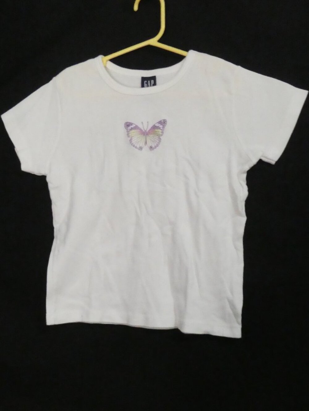 Vintage 90s GAP Made In The USA Embroidered Butterfly Tee White - size medium